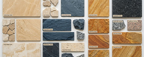 Échantillons de pierres naturelles — calcaire, granit, ardoise, grès