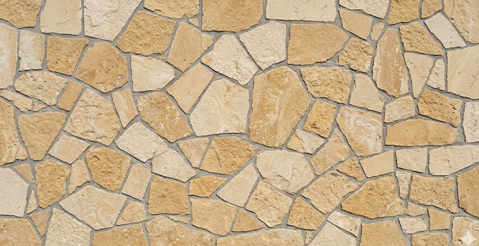 Opus incertum calcaire — dalles irrégulières assemblées en puzzle, Provence